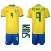 Cheap Brazil Richarlison #9 Home Football Kit Children World Cup 2022 Short Sleeve (+ pants)